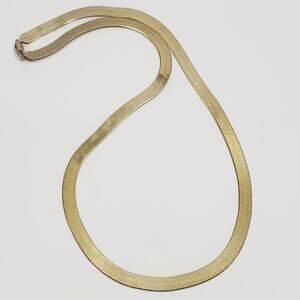 Vintage Italian Gold Over Sterling Silver Herringbone Necklace 30" 54 Grams